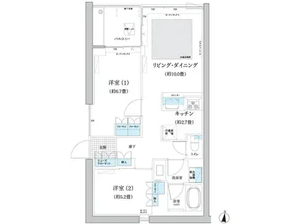 ガーデニエール砧 ウエスト(2LDK/5階)の間取り写真