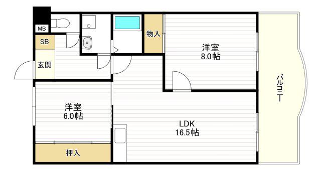 パレーシャル21(2LDK/4階)の間取り写真