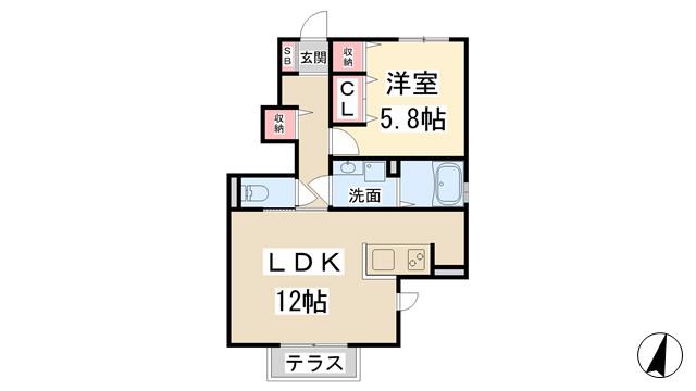 エルカミーノレアル(1LDK/1階)の間取り写真