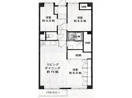 新宿スカイプラザ(3LDK/5階)の間取り写真