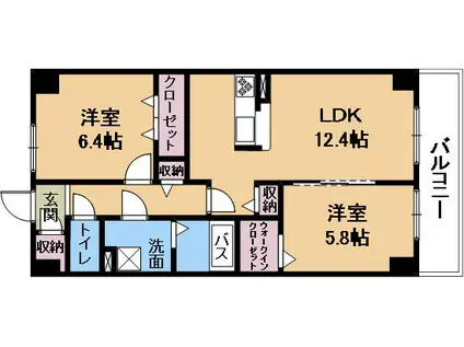 メディカル松下南EX(2LDK/4階)の間取り写真