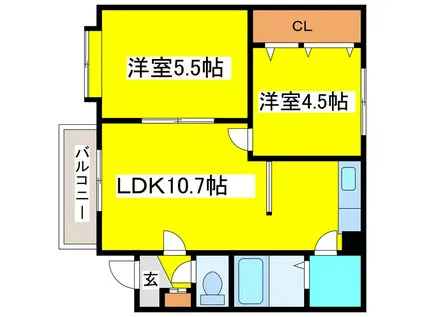 クリスタルハイツN41(2LDK/4階)の間取り写真