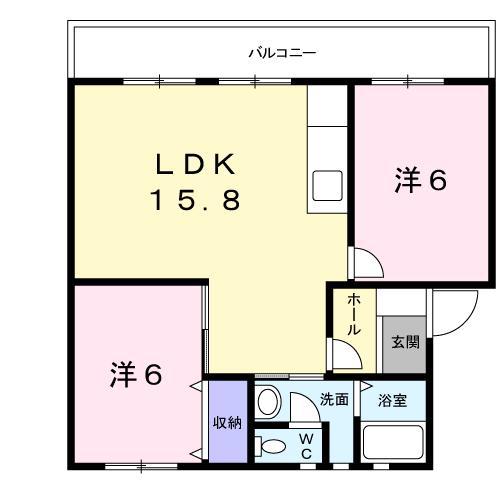 パークサイドハイム B(2LDK/2階)の間取り写真