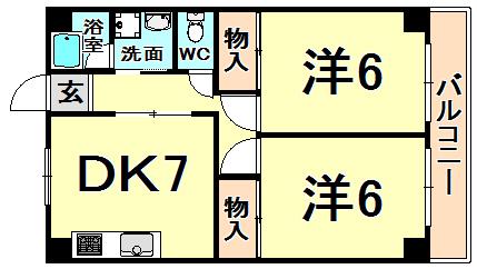 山本不動産第8ビル(2DK/2階)の間取り写真