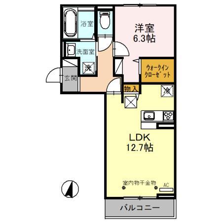 BLISS(1LDK/2階)の間取り写真