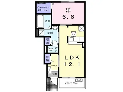 ハッピー アライブII(1LDK/1階)の間取り写真