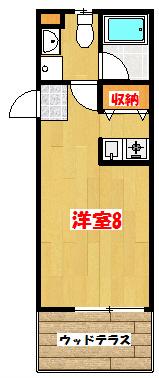 ケイフラッツ(ワンルーム/1階)の間取り写真