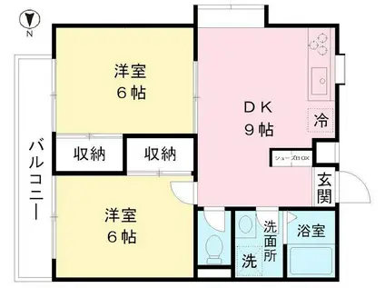 サンライズ・イズミ(2DK/1階)の間取り写真