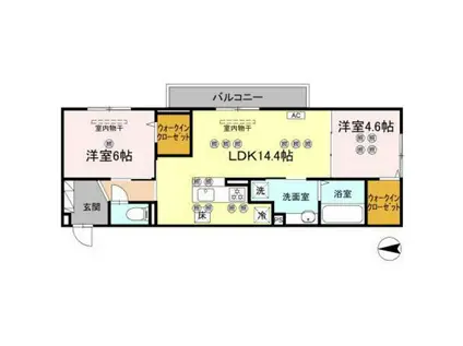 ドリーム大町(2LDK/1階)の間取り写真