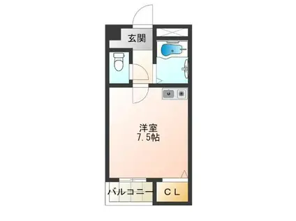 パレス天下茶屋(ワンルーム/3階)の間取り写真