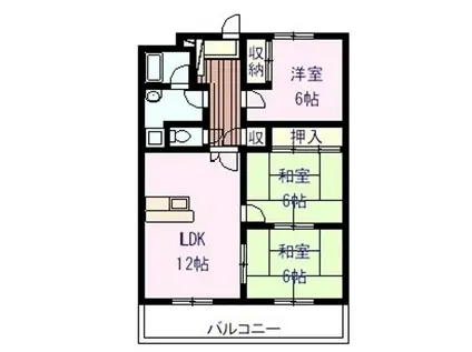 ロイヤルコーポRYU(3LDK/3階)の間取り写真
