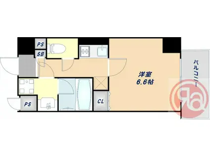 天王寺ルート25(1K/3階)の間取り写真