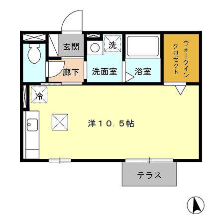 セジュールS(ワンルーム/1階)の間取り写真