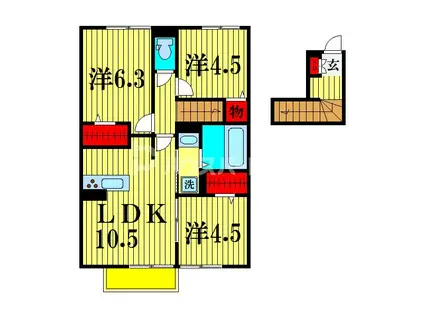 アゼリアコートI(3LDK/2階)の間取り写真