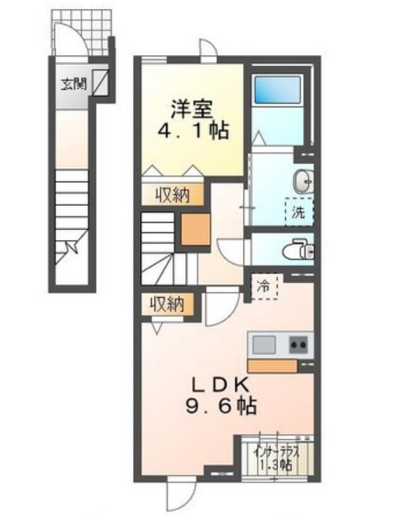 ジェンティーレ(1LDK/2階)の間取り写真