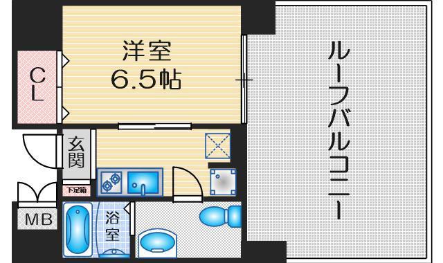 オリエンタル江坂(1K/12階)の間取り写真