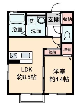 ベルコート旭 I(1LDK/2階)の間取り写真
