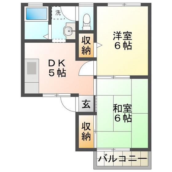 ハイツ紀ノ川(2DK/1階)の間取り写真