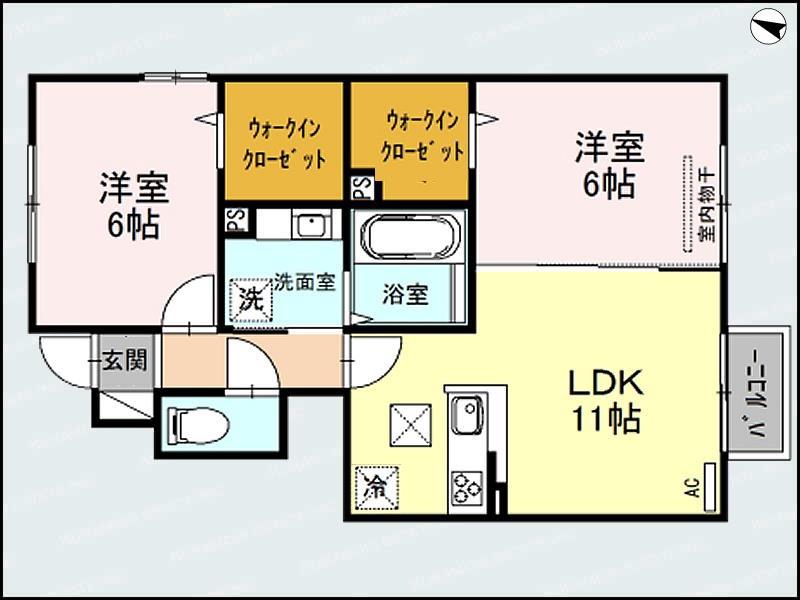 SUN CRANE(2LDK/1階)の間取り写真