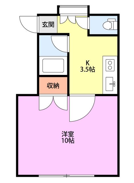 アビタルミネF(1K/2階)の間取り写真