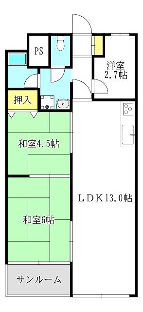 京橋第2コーポ(3LDK/2階)の間取り写真