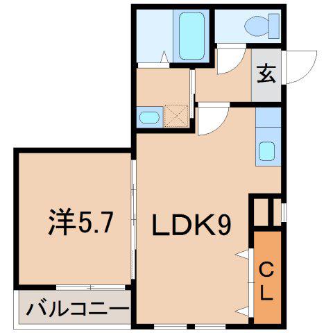 フジパレス中之島サウス(1LDK/1階)の間取り写真