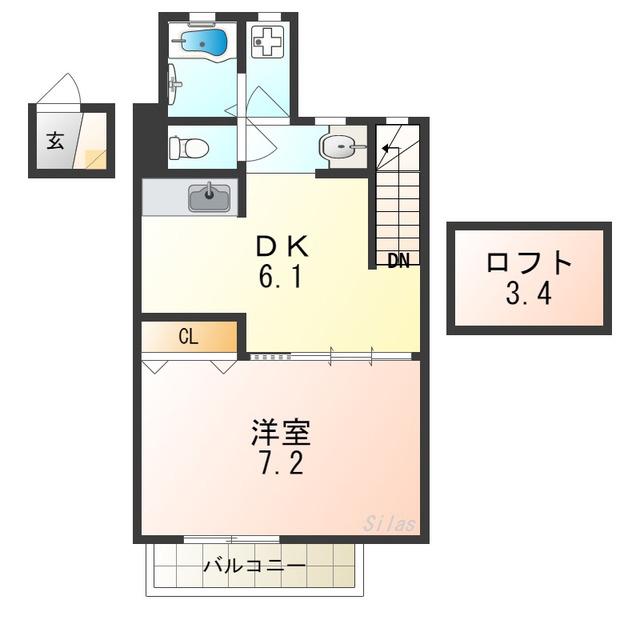 フリーダム(1DK/2階)の間取り写真