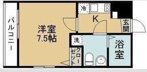 BAAN宮城野原(1K/3階)の間取り写真