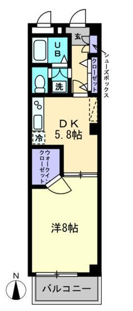 スピリア三条(1DK/4階)の間取り写真