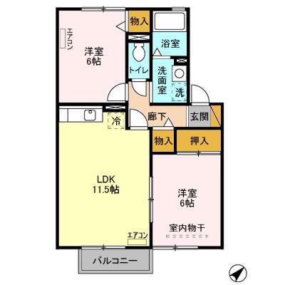 アーバンコート(2LDK/2階)の間取り写真