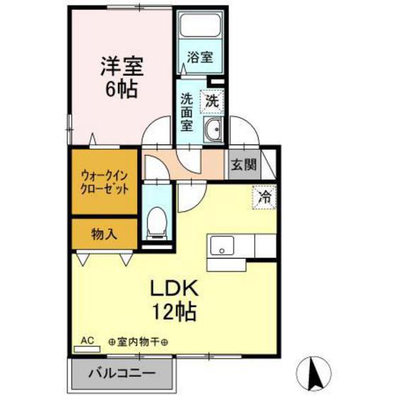 サンティーエB棟(1LDK/2階)の間取り写真
