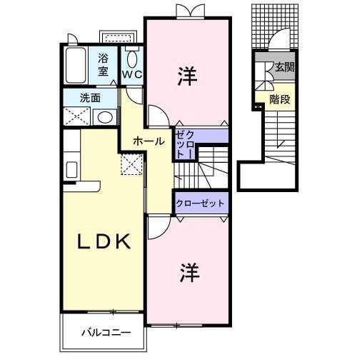 サンシャイン・ヴィラB(2LDK/2階)の間取り写真