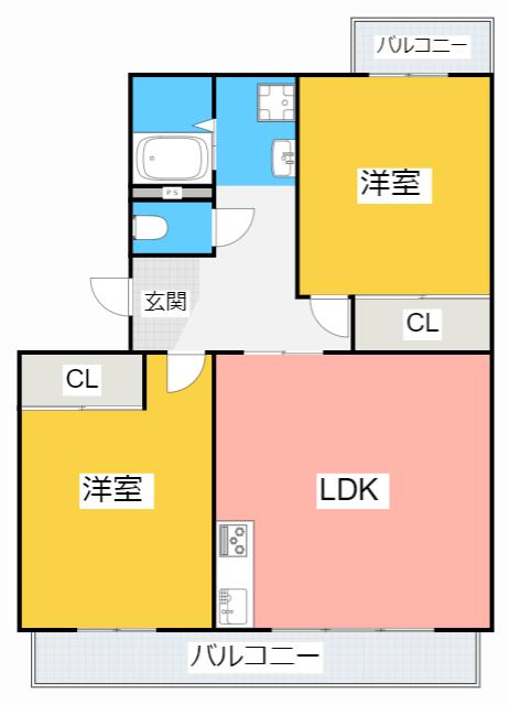 ファーストシティ市川(2LDK/1階)の間取り写真
