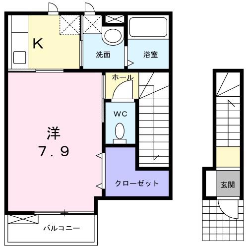 クレメント(1K/2階)の間取り写真
