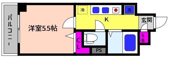 ジョイフル御影III(1K/6階)の間取り写真