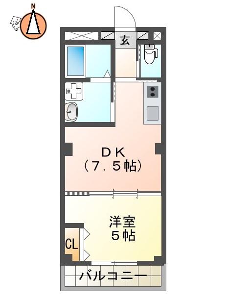ピース・スクエア八万II B(1DK/1階)の間取り写真