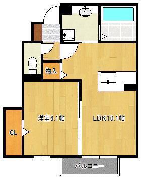 D-ROOMたかむら A棟(1LDK/1階)の間取り写真