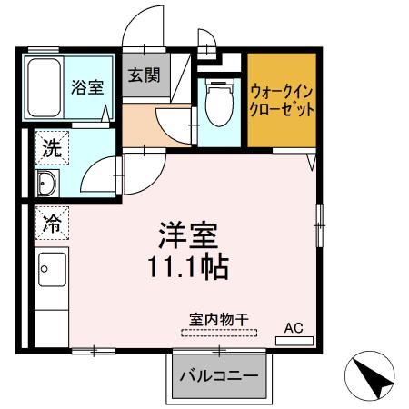 クレールコートII(ワンルーム/2階)の間取り写真