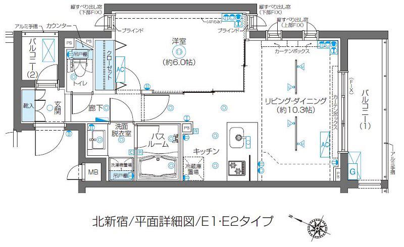 ZOOM北新宿(1LDK/3階)の間取り写真