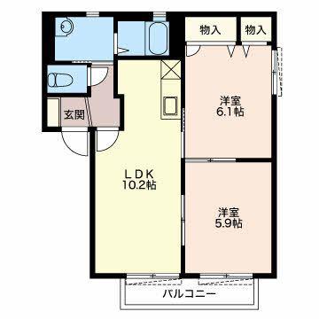 ボヌール神明(2LDK/1階)の間取り写真
