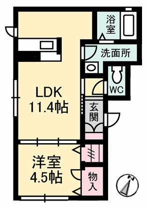 シャーメゾン千春(1LDK/1階)の間取り写真
