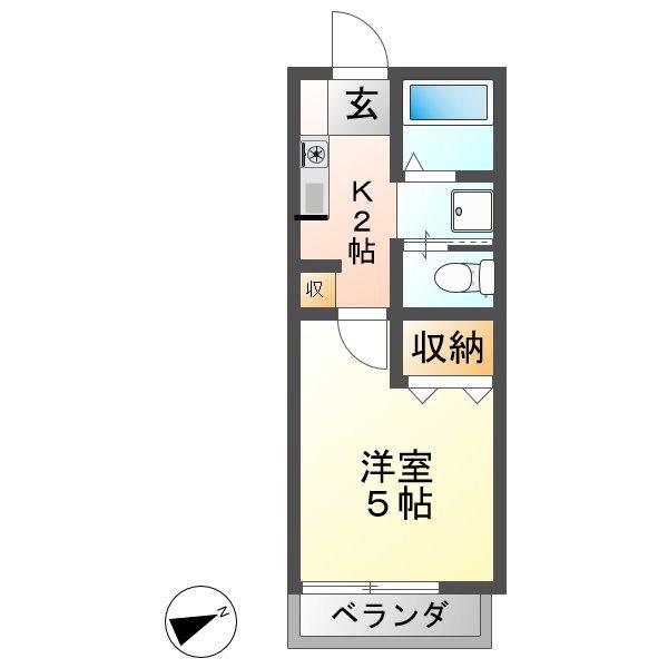 リバティハウスアイギB(1K/1階)の間取り写真