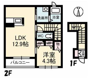 イルカーサ美の里(1LDK/2階)の間取り写真