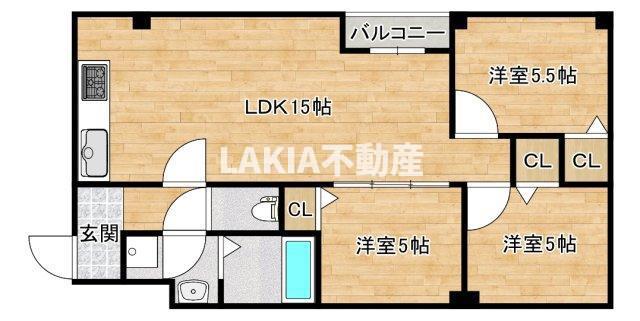 HIT KITATANABE SIX(3LDK/1階)の間取り写真