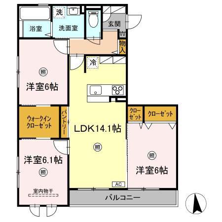 ノアールブラン泉中央(3LDK/2階)の間取り写真