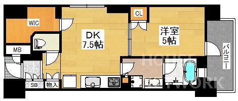 ルーシア京都烏丸御池(1DK/7階)の間取り写真