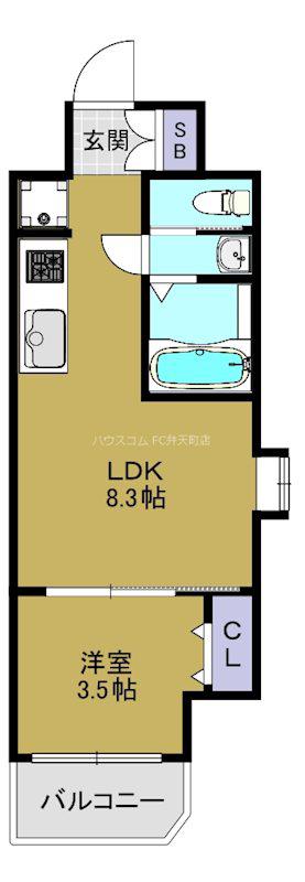 MONOTONE弁天町(1LDK/7階)の間取り写真