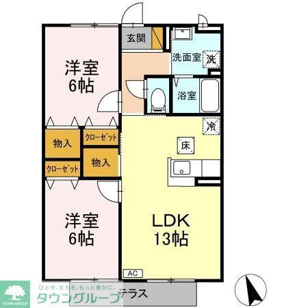 エアリーコート・K(2LDK/2階)の間取り写真