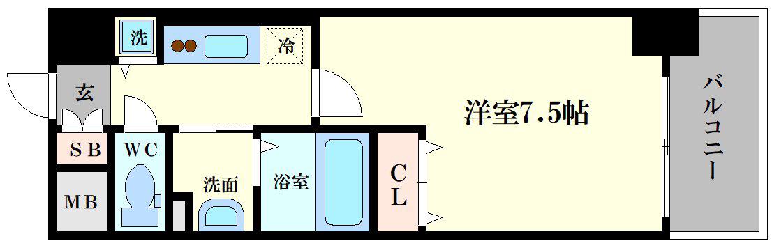 エステムコート難波IIアレグリア(1K/8階)の間取り写真
