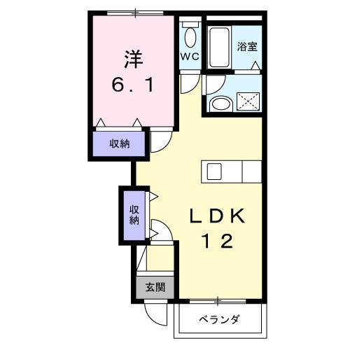 エターナルライフ(1LDK/1階)の間取り写真